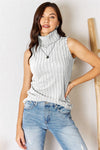 Basic Bae Full Size Ribbed Turtleneck Tank Top Trendsi Light Gray S 