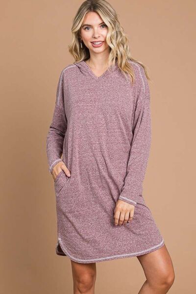 Culture Code Full Size Hooded Long Sleeve Sweater Dress - NeoKira Unlimited