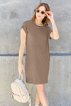 Basic Bae Full Size Round Neck Short Sleeve Dress with Pockets Mini Dress Trendsi   