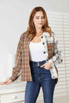 Double Take Plaid Contrast Button Up Shirt Jacket Jacket Trendsi   