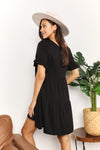 Double Take V-Neck Flounce Sleeve Tiered Dress Mini Dress Trendsi   