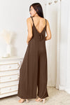 Double Take Full Size Soft Rayon Spaghetti Strap Tied Wide Leg Jumpsuit Jumpsuits Trendsi   