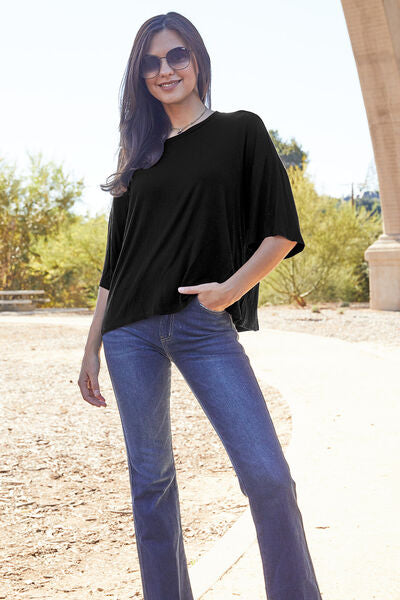 Basic Bae Full Size Round Neck Drop Shoulder T-Shirt - NeoKira Unlimited