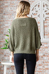 Veveret Round Neck Roll-Up Sweater Sweater Trendsi   