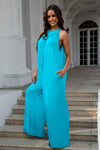 Double Take Full Size Tie Back Cutout Sleeveless Jumpsuit Jumpsuits Trendsi   