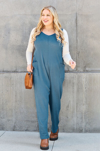 Double Take Full Size Sleeveless Straight Jumpsuit - NeoKira Unlimited