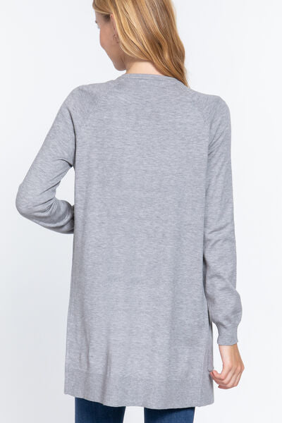 ACTIVE BASIC Open Front Long Sleeve Cardigan - NeoKira Unlimited