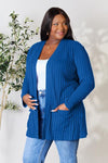 Basic Bae Full Size Ribbed Open Front Cardigan with Pockets Cardigan Trendsi   