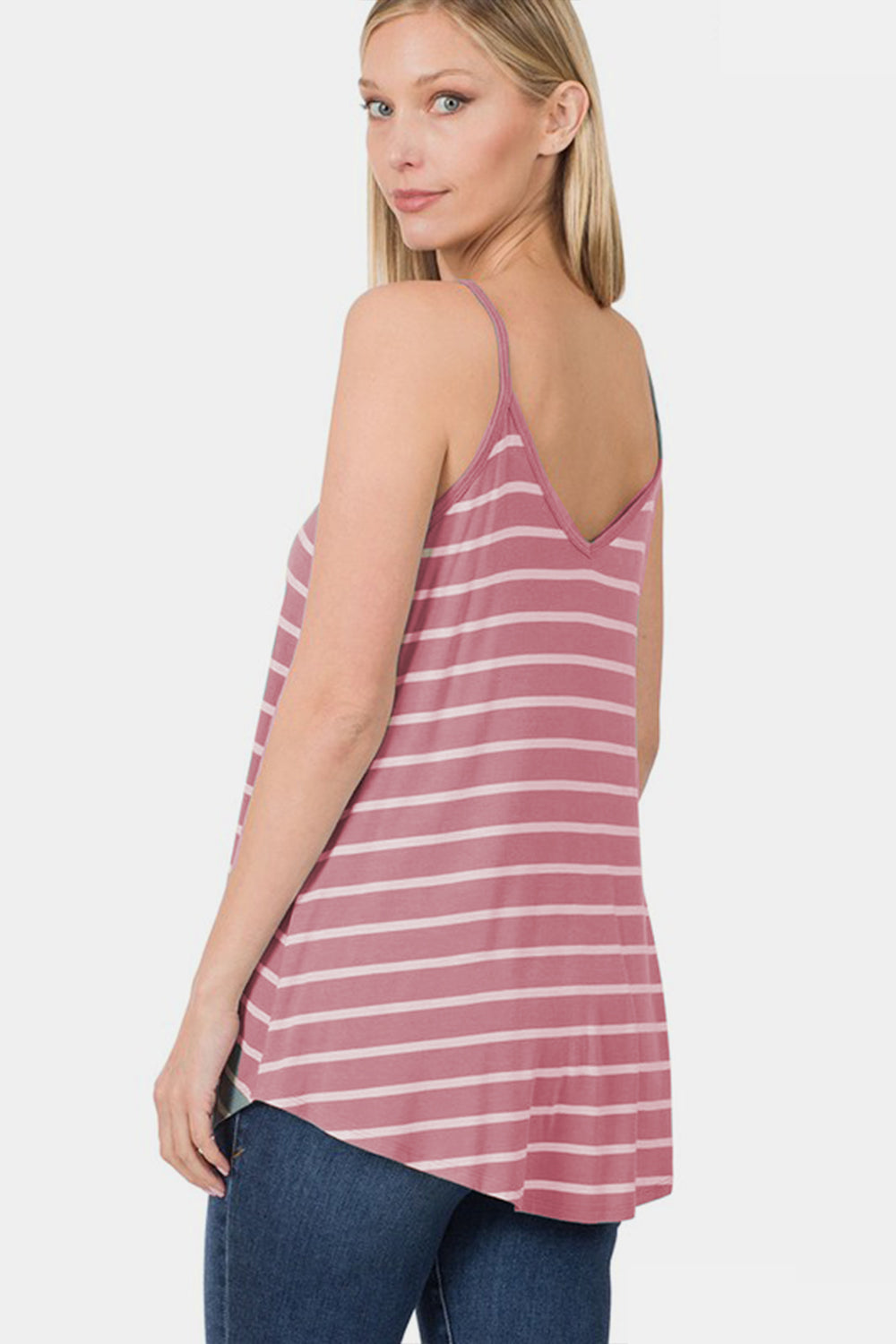 Zenana Striped Curved Hem Cami Cami Trendsi   