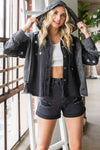 Veveret Star Embroidered Hooded Denim Jacket Jacket Trendsi BLACK S 