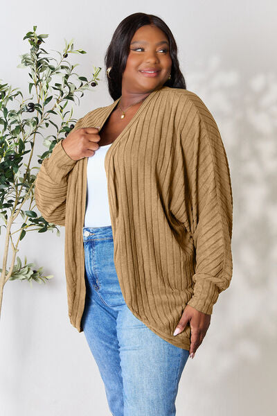 Basic Bae Full Size Ribbed Cocoon Cardigan - NeoKira Unlimited