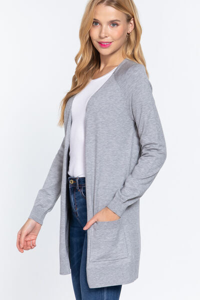 ACTIVE BASIC Open Front Long Sleeve Cardigan - NeoKira Unlimited