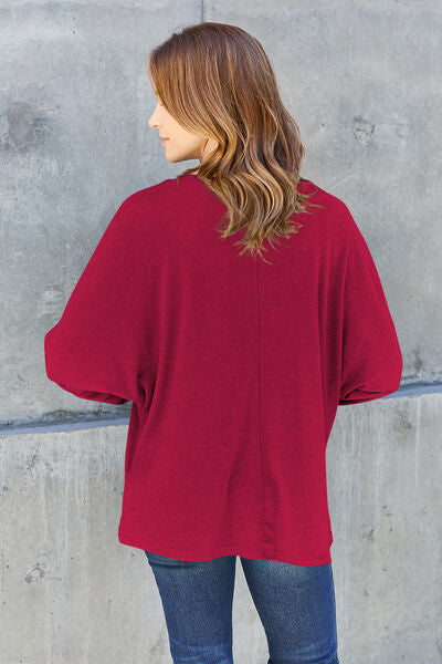 Double Take Full Size Round Neck Long Sleeve T-Shirt Top Trendsi   