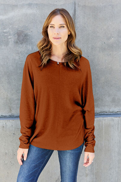 Double Take Full Size Round Neck Long Sleeve T-Shirt - NeoKira Unlimited