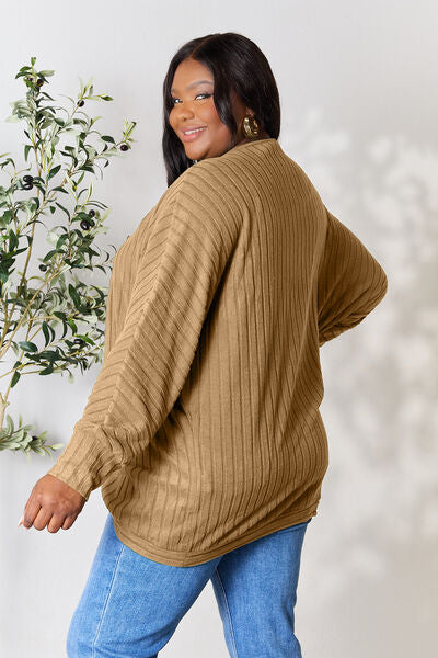 Basic Bae Full Size Ribbed Cocoon Cardigan - NeoKira Unlimited