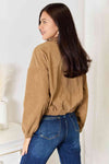 Double Take Long Sleeve Dropped Shoulder Jacket Jacket Trendsi   