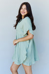 Ninexis Out Of Time Full Size Ruffle Hem Dress with Drawstring Waistband in Light Sage Mini Dress Trendsi   