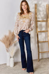 Hailey & Co Embroidered Printed Balloon Sleeve Blouse Blouse Trendsi   