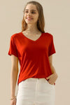 Ninexis Full Size V-Neck Short Sleeve T-Shirt T-Shirt Trendsi   