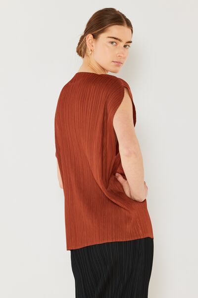 Marina West Swim Rib Pleated Oversized Dolman Sleeve Top Top Trendsi   