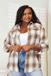 Double Take Plaid Dropped Shoulder Shirt Shirt Trendsi   