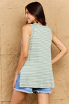 Doublju Full Size Striped Sleeveless V-Neck Top Top Trendsi   