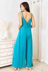 Double Take Full Size Soft Rayon Spaghetti Strap Tied Wide Leg Jumpsuit Jumpsuits Trendsi   