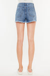 Kancan Distressed Raw Hem High Waist Denim Shorts Denim Shorts Trendsi   