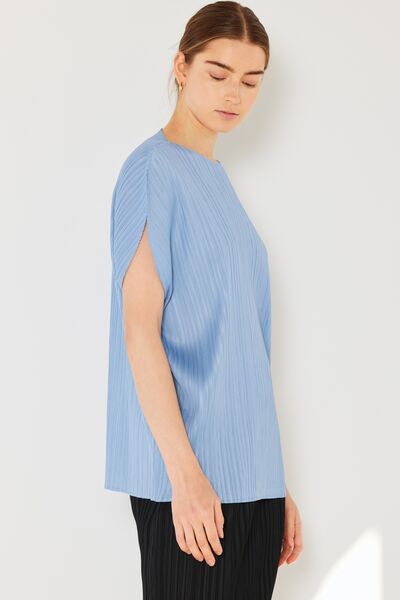 Marina West Swim Rib Pleated Oversized Dolman Sleeve Top Top Trendsi   