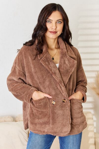 Culture Code Double Breasted Fuzzy Coat - NeoKira Unlimited