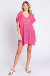 GeeGee Short Sleeve Side Slit Knit Cover Up Dress Cover Up Trendsi   