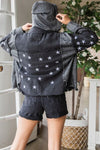 Veveret Star Embroidered Hooded Denim Jacket Jacket Trendsi   