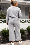 Double Take Full Size Textured Long Sleeve Top and Drawstring Pants Set Pants Set Trendsi   