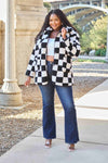 Double Take Full Size Checkered Button Front Coat with Pockets Coat Trendsi   