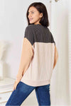 Double Take Color Block Dropped Shoulder T-Shirt Top Trendsi   