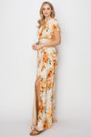 HYFVE Floral Tie Back Short Sleeve Slit Maxi Dress Maxi Dress Trendsi   