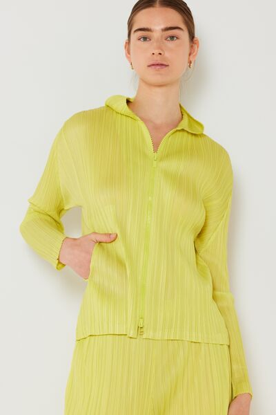 Marina West Swim Pleated Hood Jacket with 2 Way Zipper Jacket Trendsi Lime S/M 