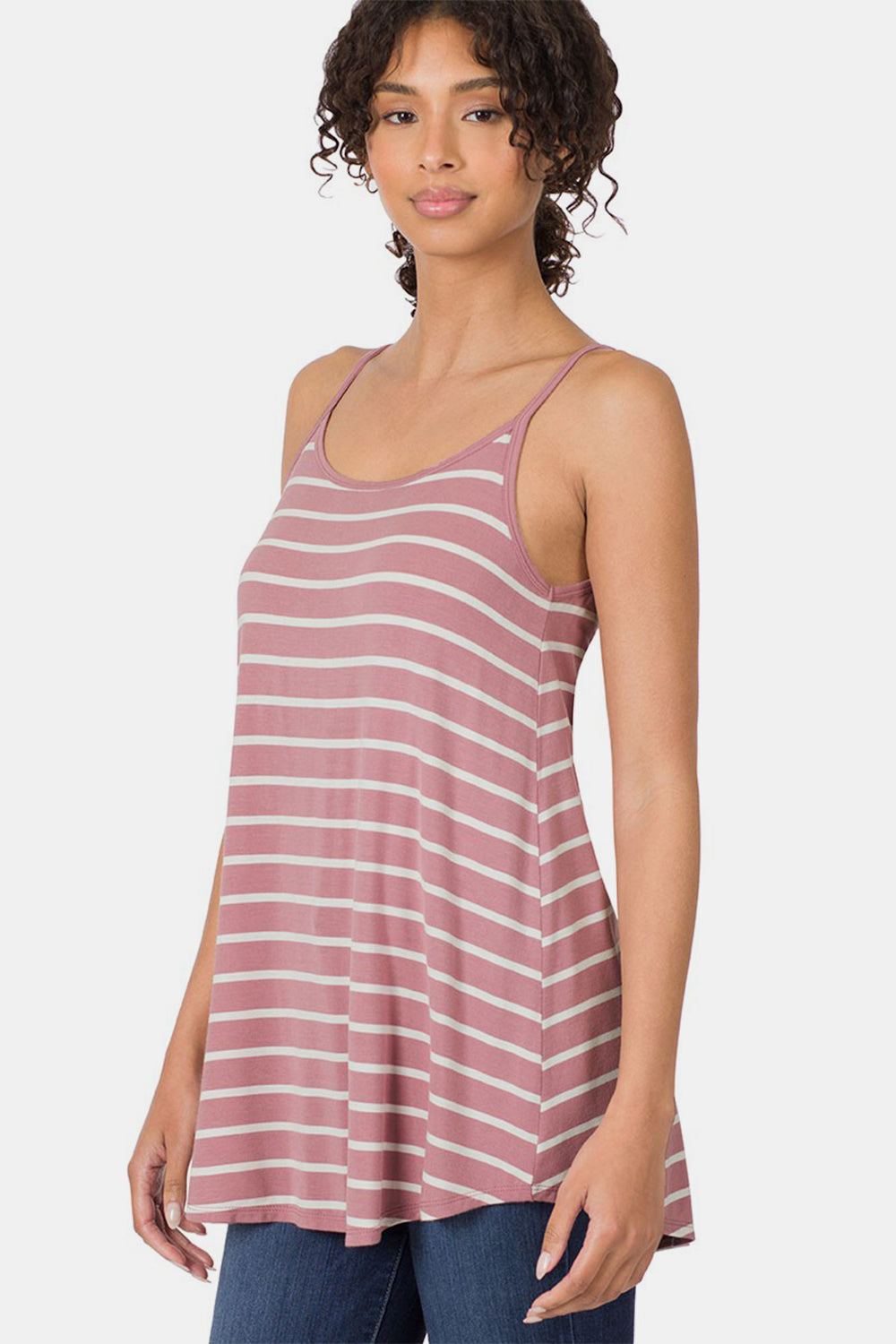 Zenana Striped Curved Hem Cami - NeoKira Unlimited