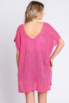 GeeGee Short Sleeve Side Slit Knit Cover Up Dress Cover Up Trendsi   