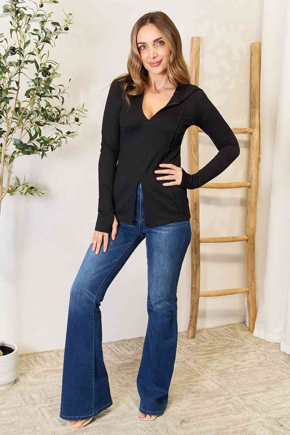 Culture Code Full Size Exposed Seam Long Sleeve Hoodie - NeoKira Unlimited