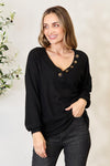 Zenana Buttoned Long Sleeve Blouse Blouse Trendsi   