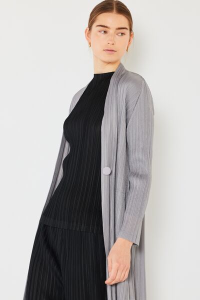 Marina West Swim Pleated Long Sleeve Cardigan Cardigan Trendsi   