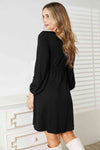 Double Take Scoop Neck Empire Waist Long Sleeve Magic Dress Mini Dress Trendsi   