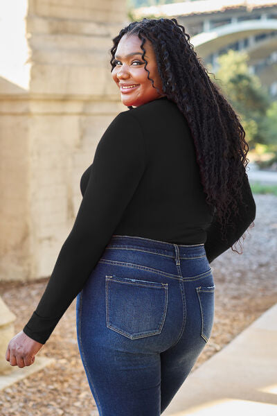 Basic Bae Full Size Round Neck Long Sleeve Bodysuit - NeoKira Unlimited