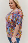 Be Stage Full Size Printed Dolman Flowy Top Top Trendsi   