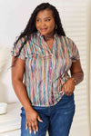 Double Take Multicolored Stripe Notched Neck Top Top Trendsi Stripe S 