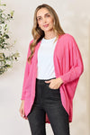 Heimish Full Size Open Front Long Sleeve Cardigan Cardigan Trendsi Fuchsia Pink S 