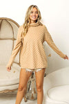 BiBi Checkered Round Neck Thumbhole Long Sleeve Top Top Trendsi   