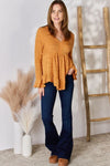 Hailey & Co Full Size V-Neck Flounce Sleeve Blouse Top Trendsi   