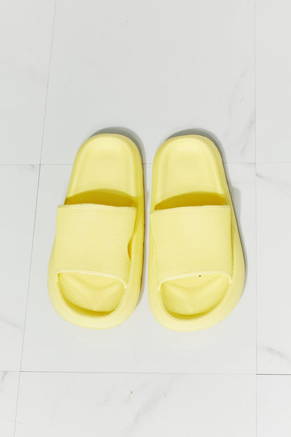 Arms Around Me Open Toe Slide in Yellow Slides Trendsi   